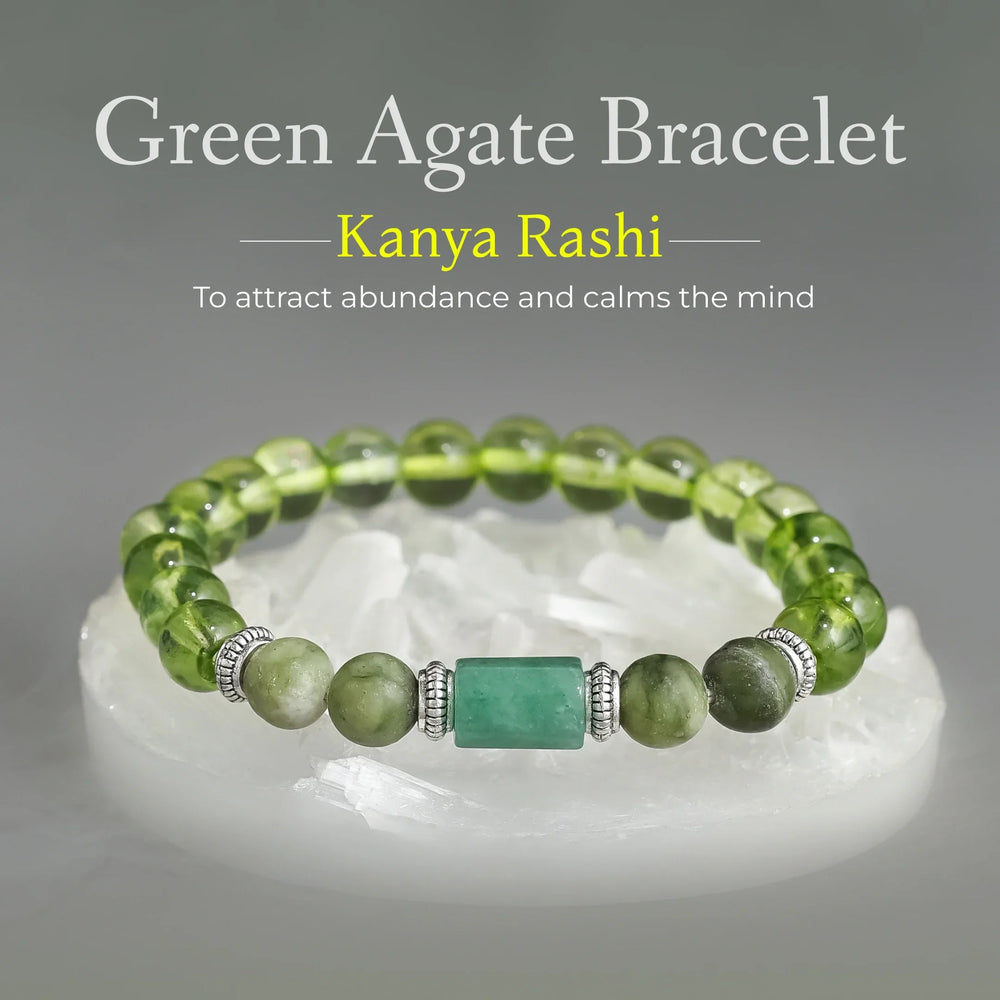 Artlesslife Wear Virgo Kanya Rashi Green Agate Stone Bracelet