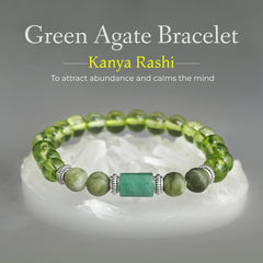 Artlesslife Virgo Kanya Rashi Green Agate Stone Bracelet