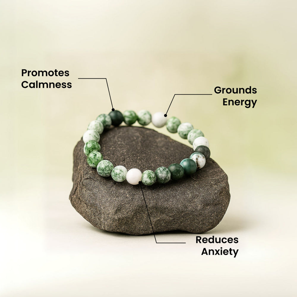Artlesslife Genuine Tree Agate Stone Bracelet