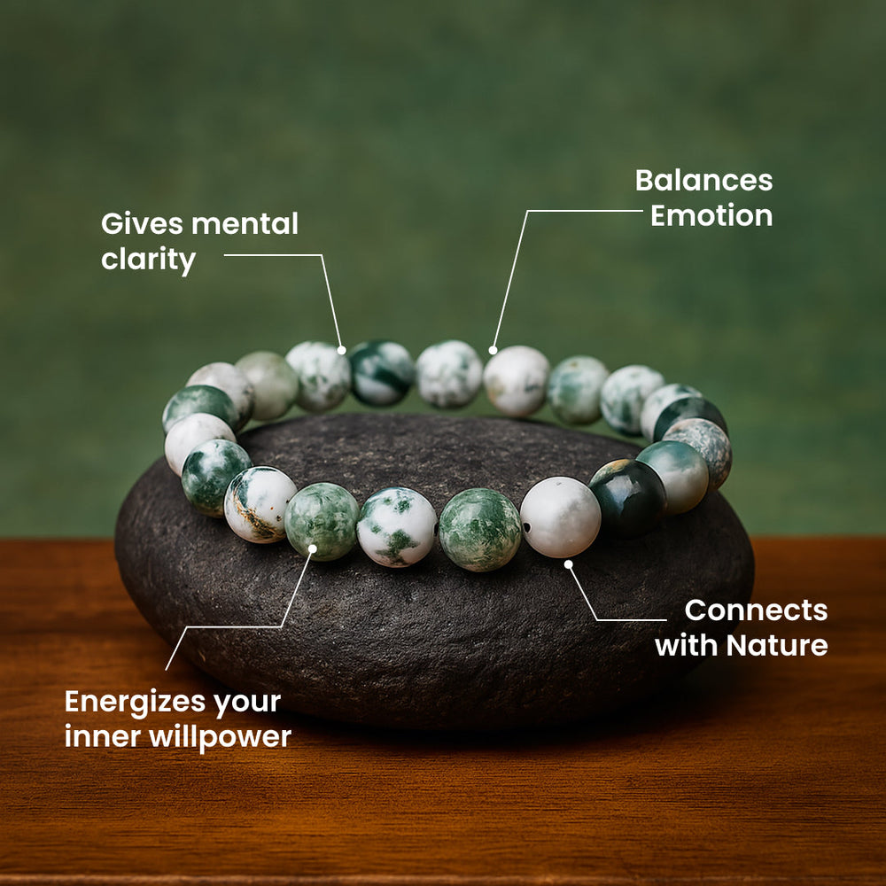 Artlesslife Genuine Tree Agate Stone Bracelet