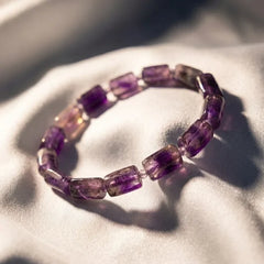 Artlesslife Wear Genuine Amethyst Rectangular Stone Bracelet