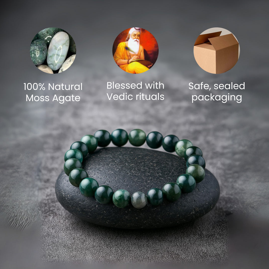 Artlesslife Wear Genuine Moss Agate Stone Bracelet