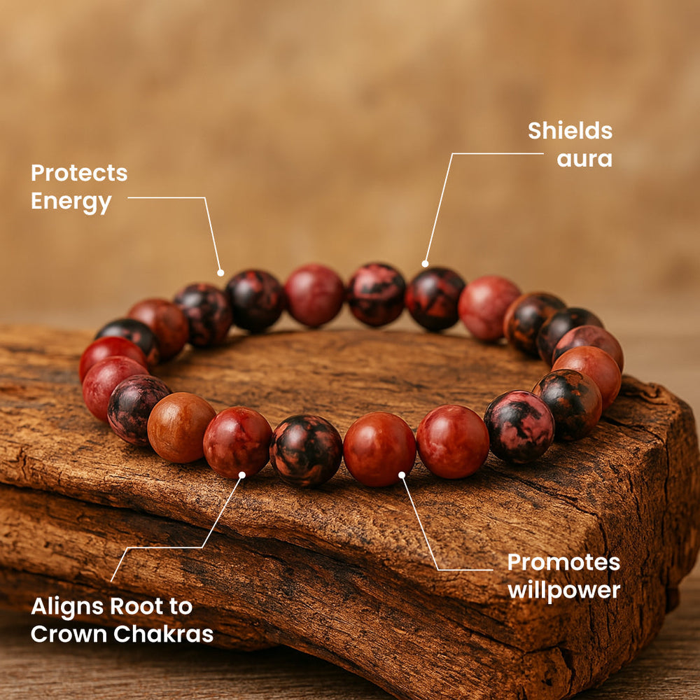 Artlesslife Genuine Rhodonite Stone Bracelet