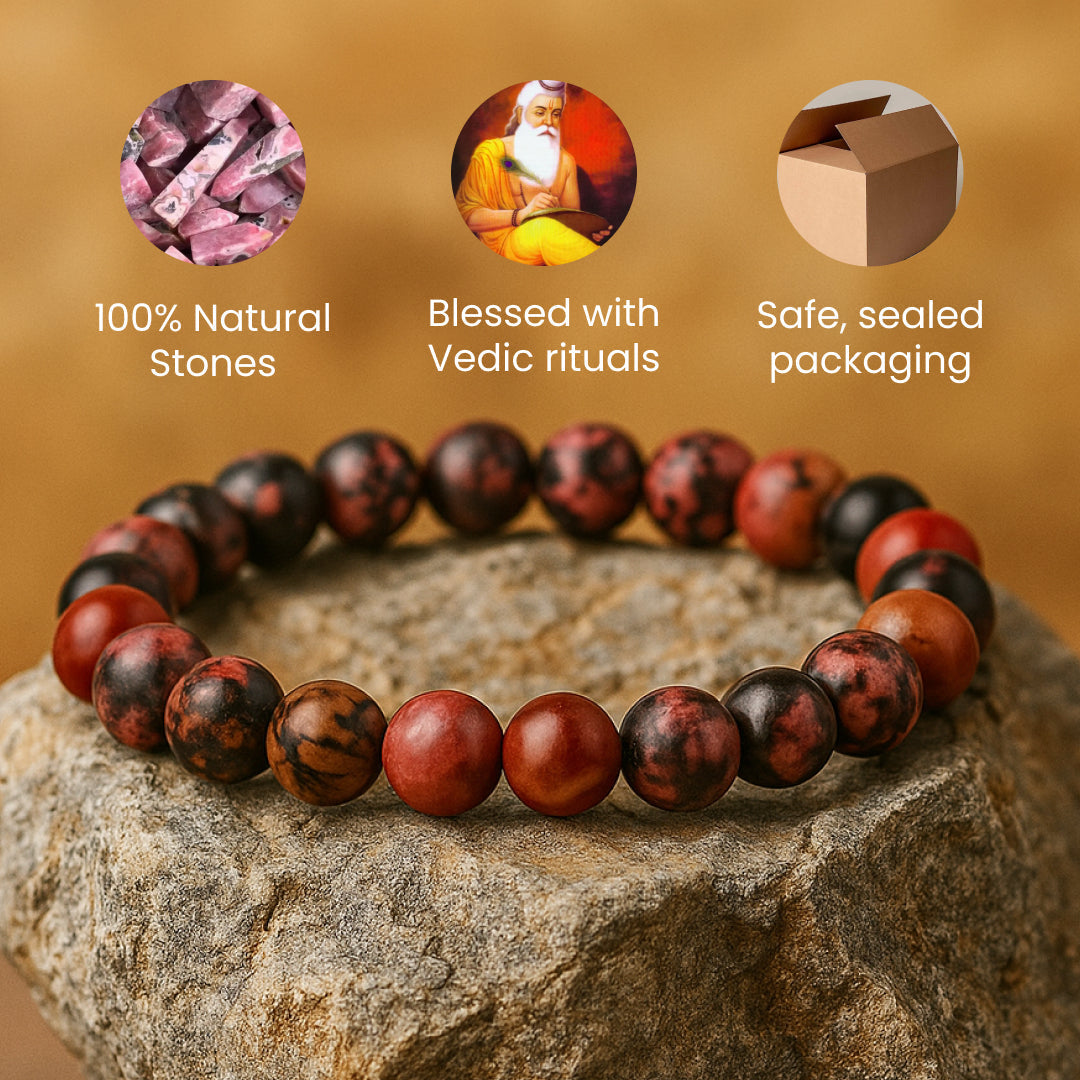 Artlesslife Genuine Rhodonite Stone Bracelet