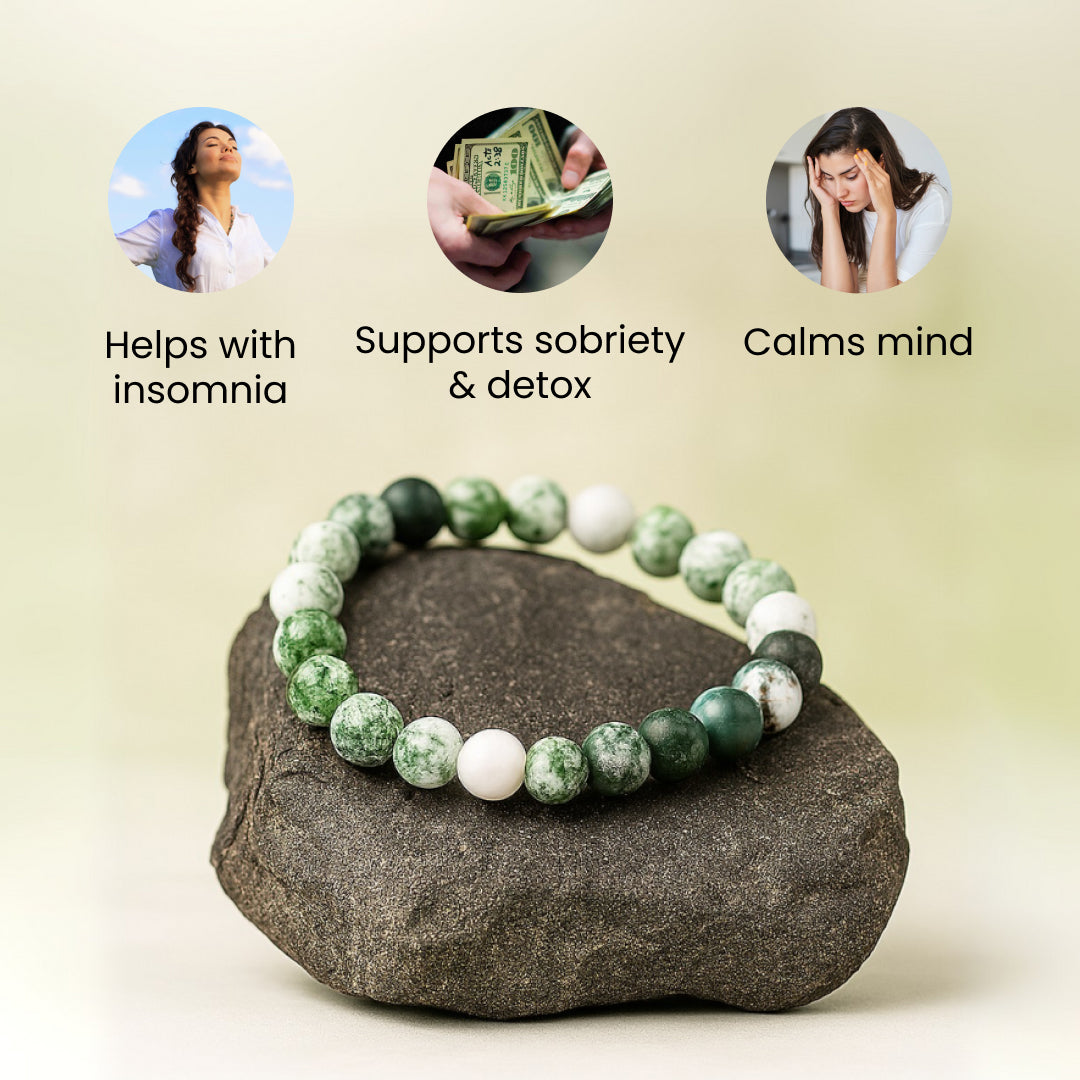 Artlesslife Genuine Tree Agate Stone Bracelet