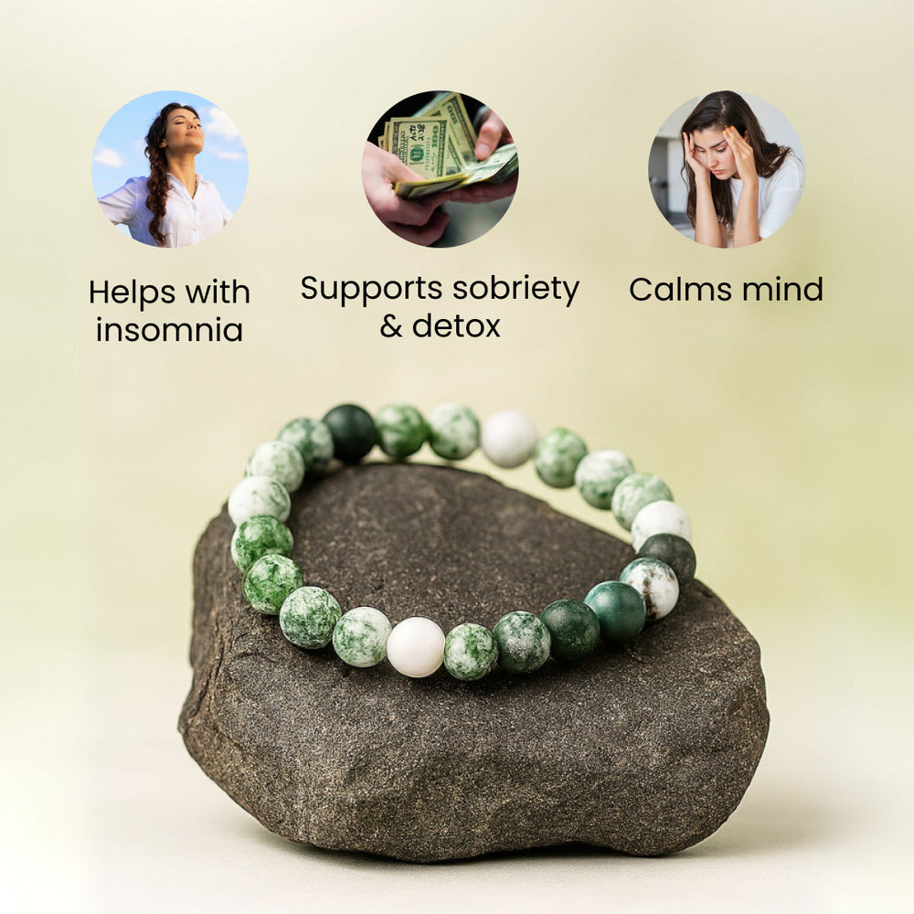 Artlesslife Genuine Tree Agate Stone Bracelet