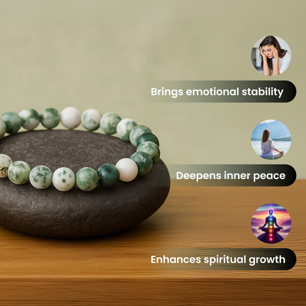 Artlesslife Genuine Tree Agate Stone Bracelet