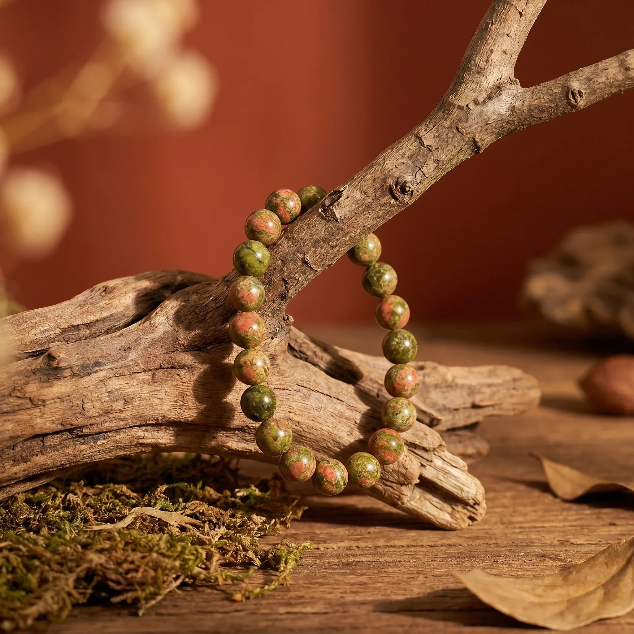 Artlesslife Genuine Unakite Stone Bracelet