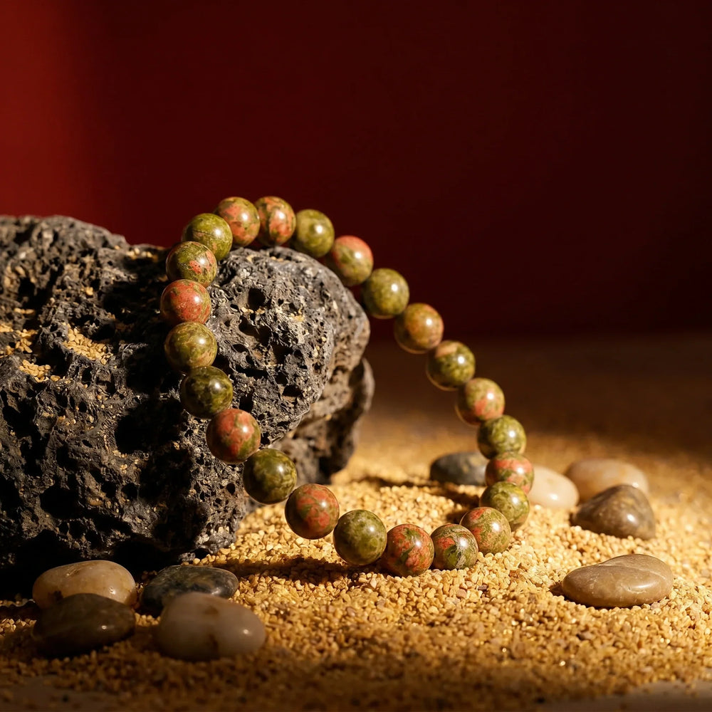Artlesslife Genuine Unakite Stone Bracelet