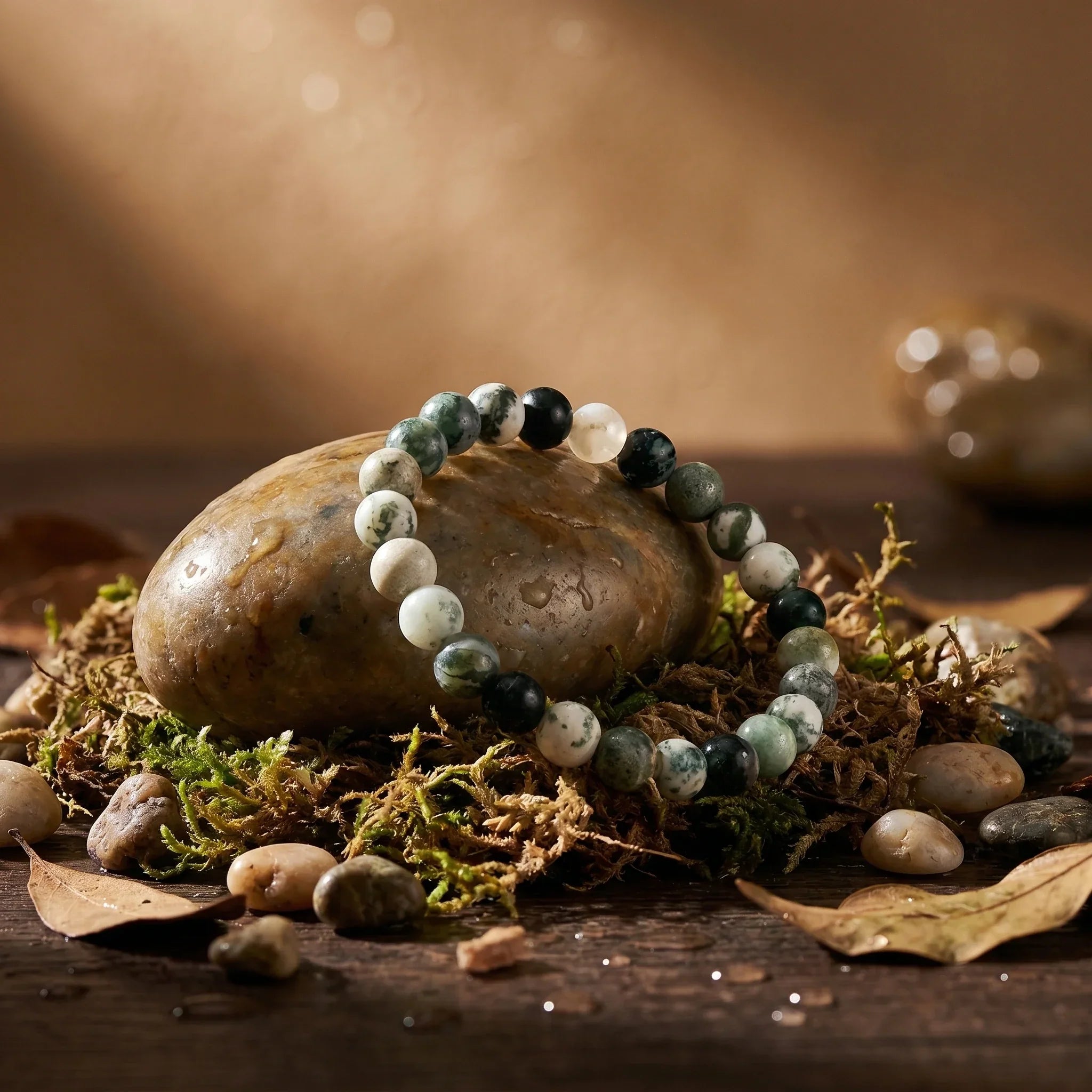 Artlesslife Genuine Tree Agate Stone Bracelet