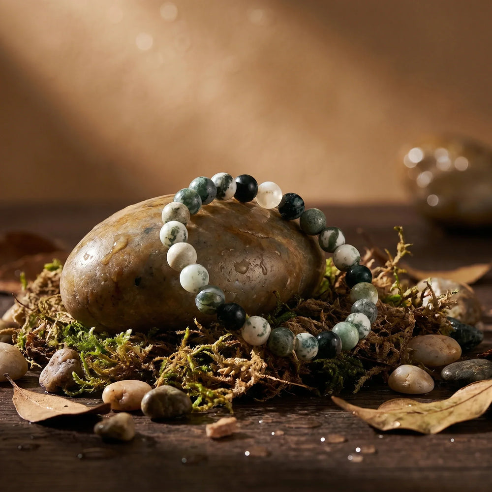 Artlesslife Genuine Tree Agate Stone Bracelet