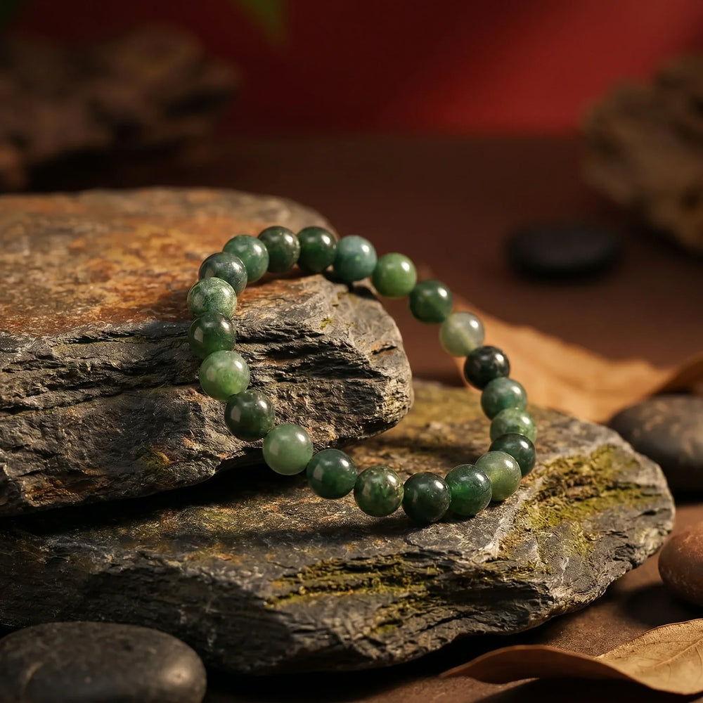 Artlesslife Wear Genuine Moss Agate Stone Bracelet