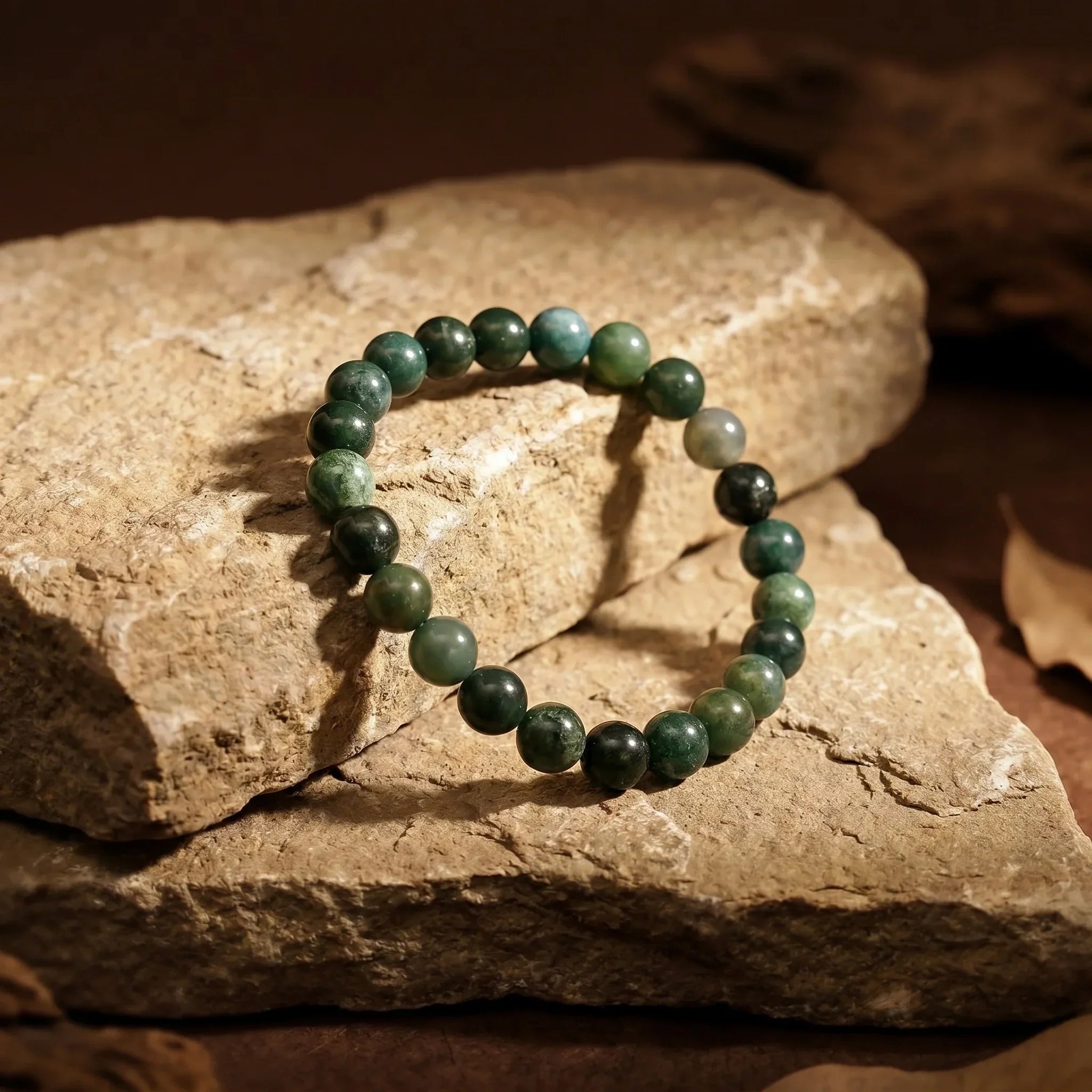 Artlesslife Genuine Moss Agate Stone Bracelet