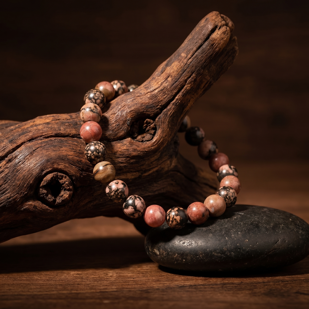Artlesslife Genuine Rhodonite Stone Bracelet