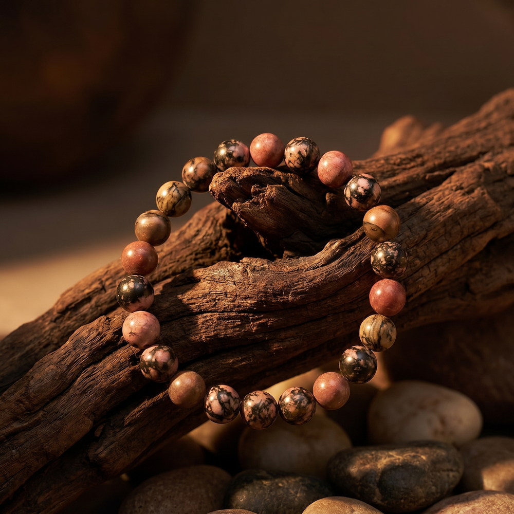 Artlesslife Genuine Rhodonite Stone Bracelet