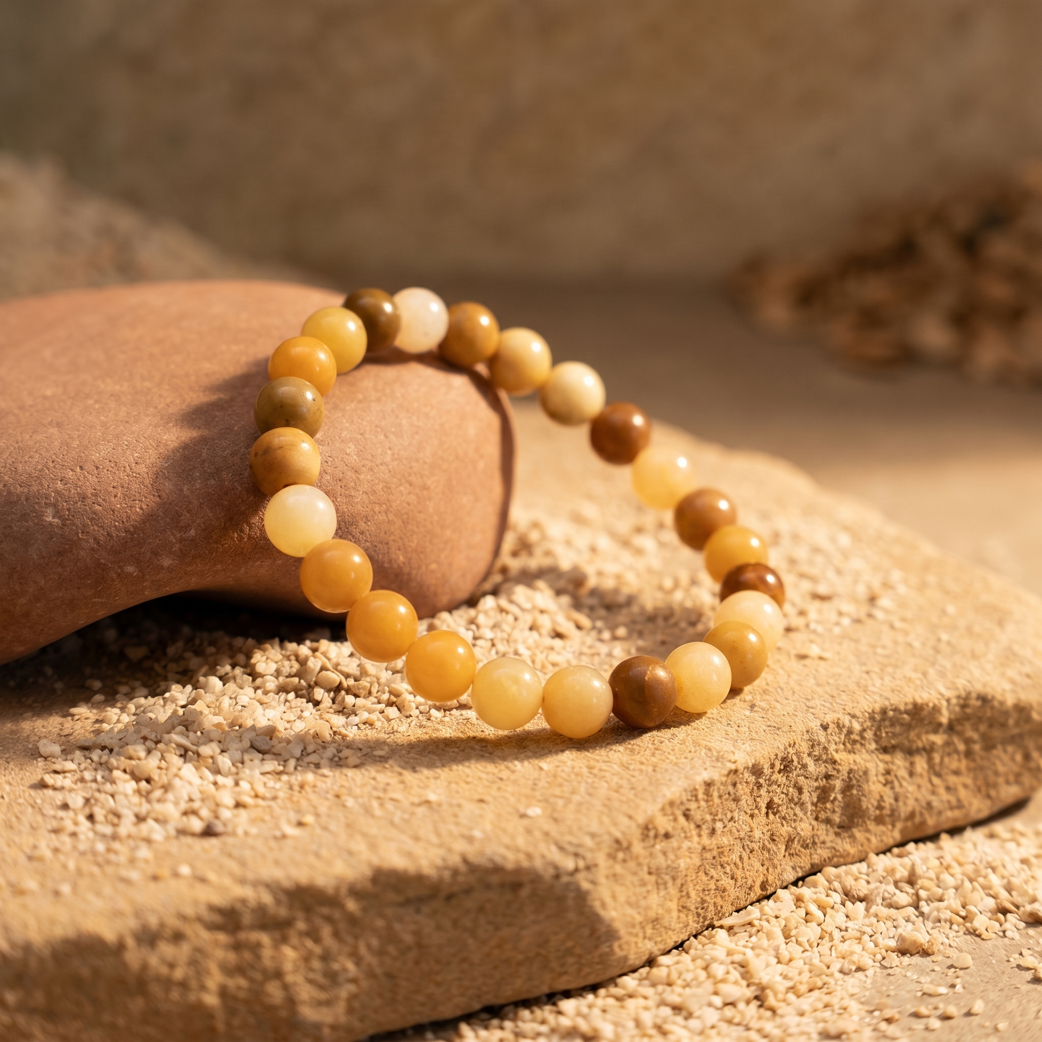 Artlesslife Genuine Yellow Aventurine Stone Bracelet